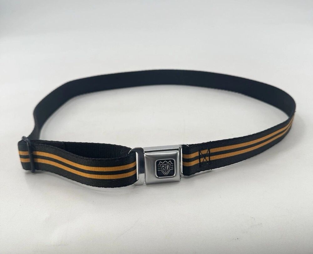 Buckle-Down Adjustable Seatbelt Belt Child Youth Gold Stripe Fits 20” to 36”
